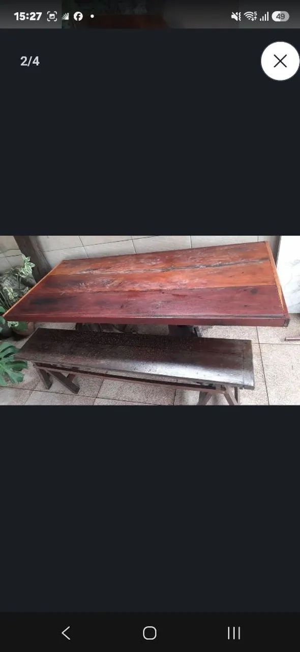 Mesa+2 bancos jatobá/ipê p/8 pessoas c/entrega  - Foto 2