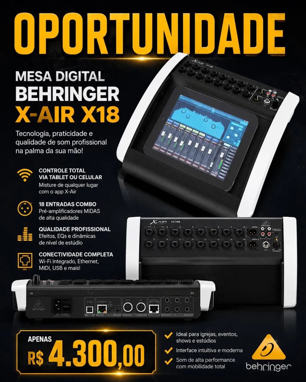 Mesa de som digital Behringer