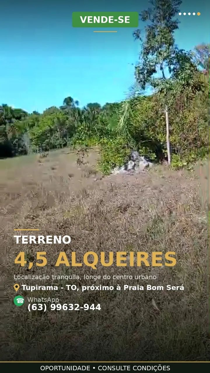 ? VENDA DE TERRA RURAL - 4,5 ALQUEIRES