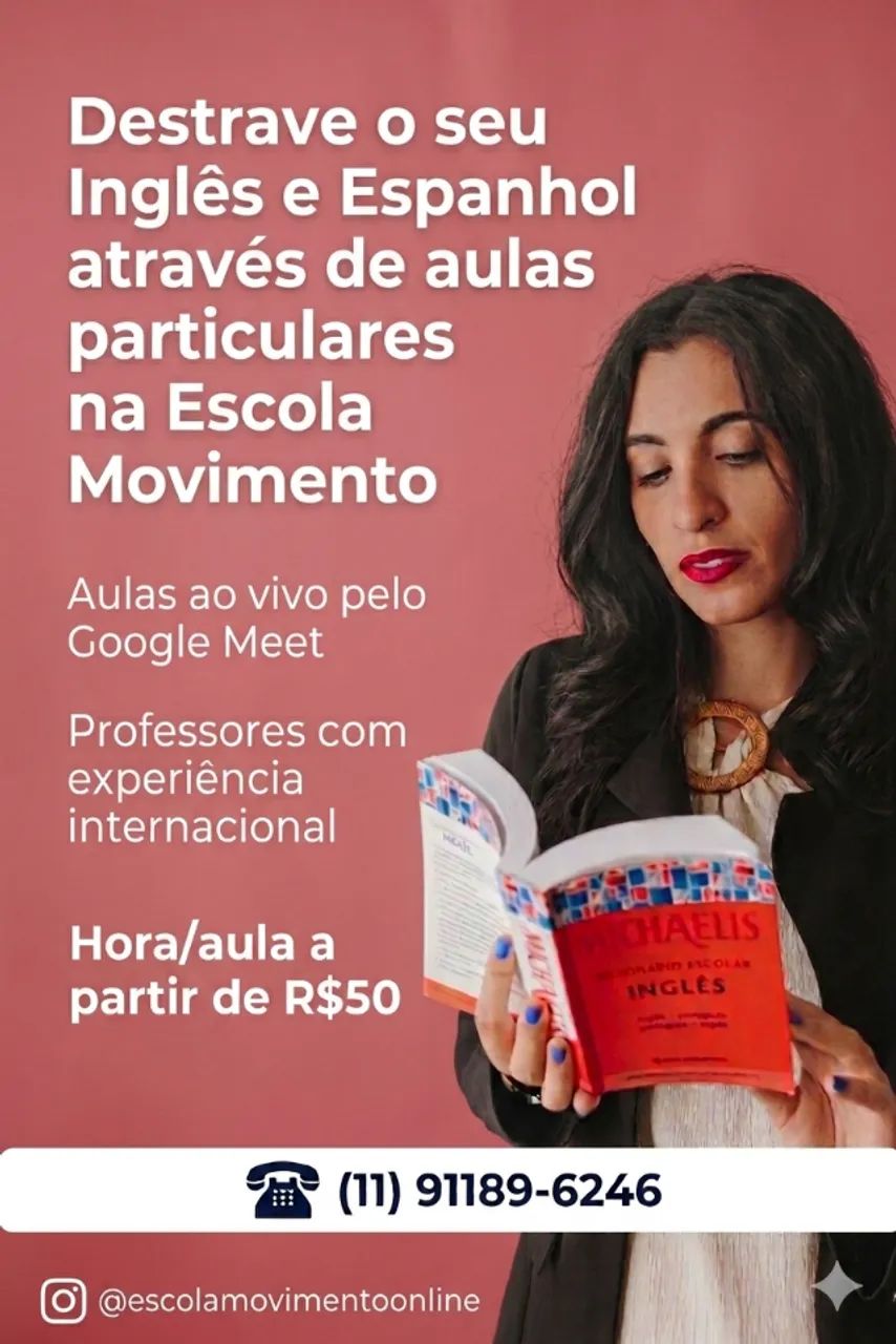 Aulas particulares de inglês e espanhol