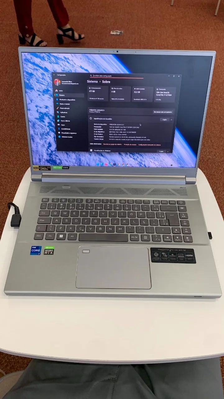 Notebook Acer Predator Triton 300 com 32 gb RAM GeForce RTX? 3060