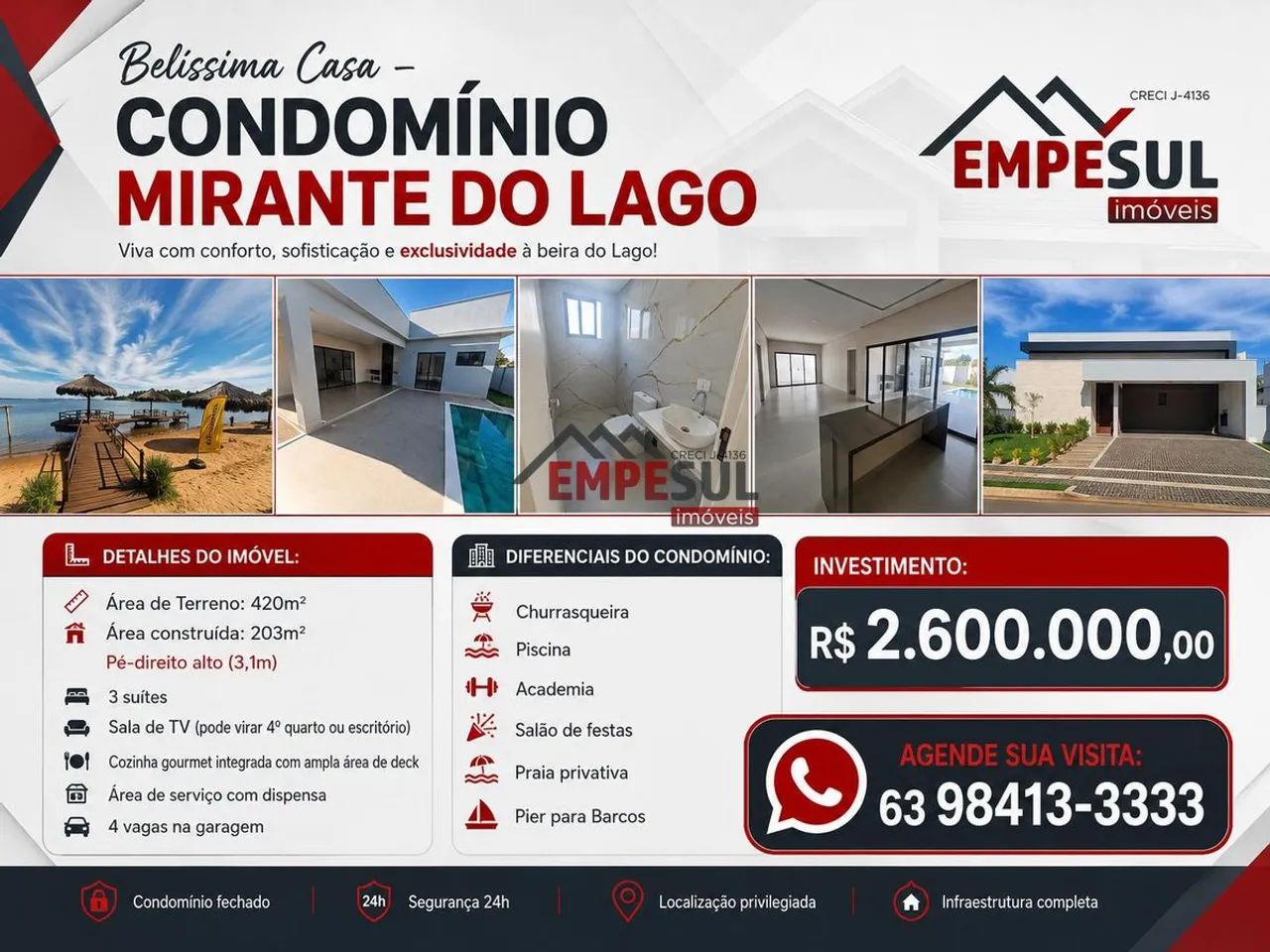Vendo Casa térrea no Condomínio Mirante do Lago