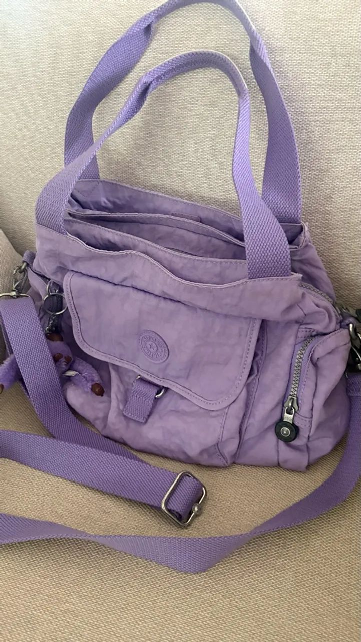 Bolsa Kipling Fairfax Lilás Original (Com Macaco) - Foto 4