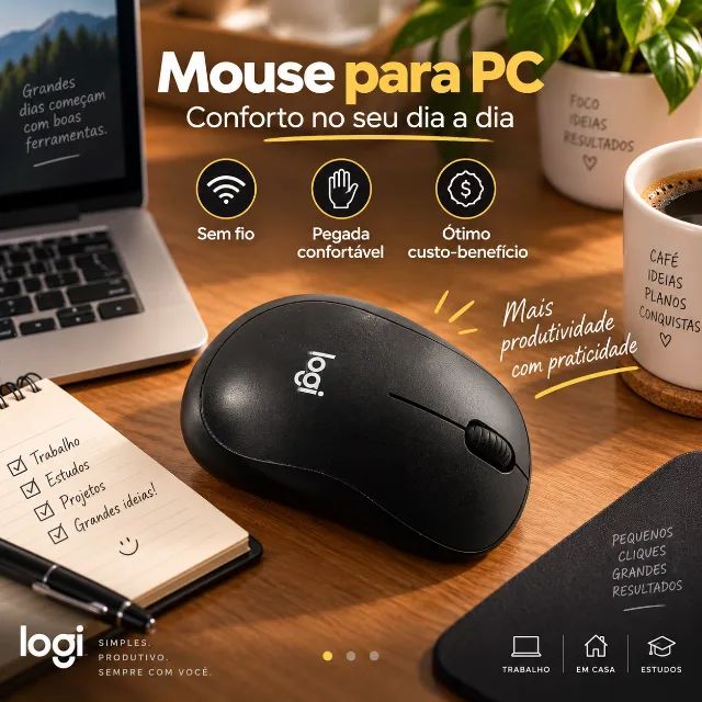 Mouse sem fio Logitech M240 Silent Touch Bluetooth
