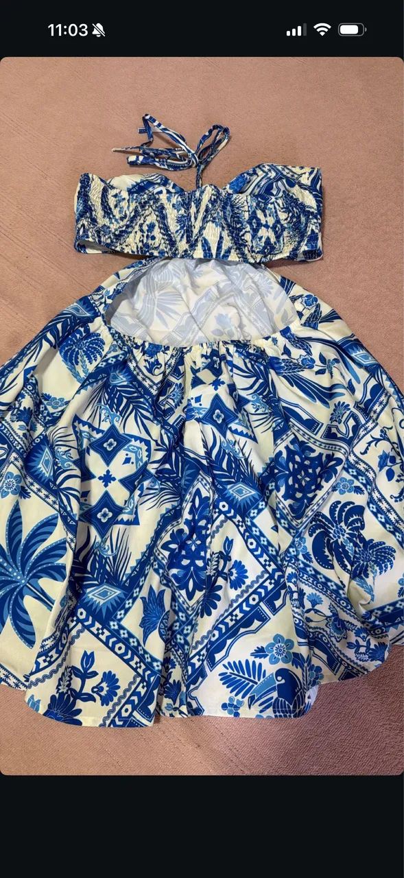 Vestido azul com branco  - Foto 2