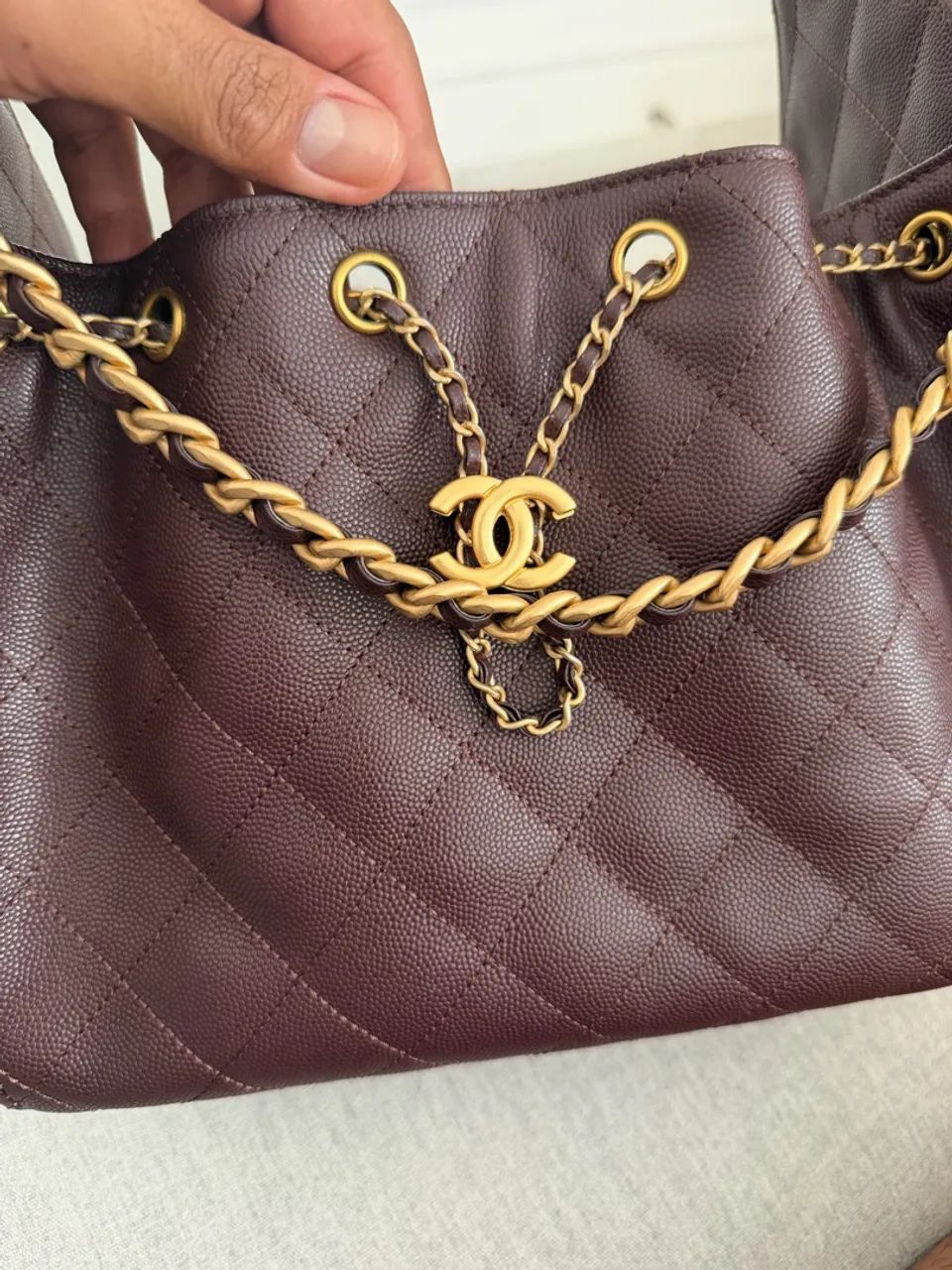 Chanel 25 Small Marrom Couro Caviar Original  - Foto 3