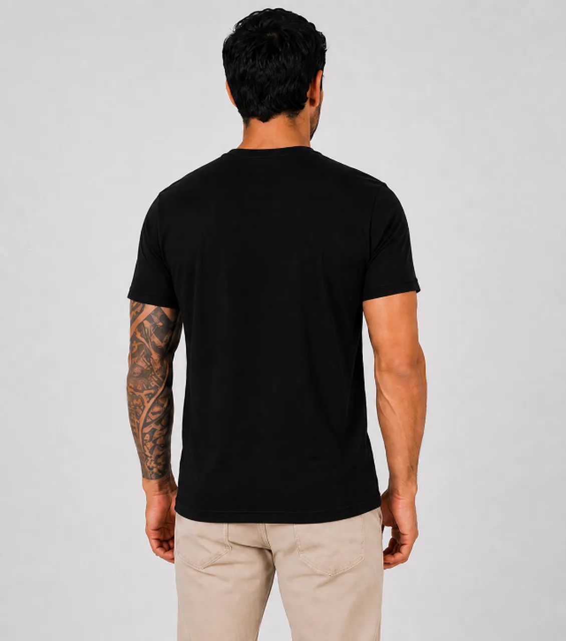 Camiseta Algodão Penteado Preta - Foto 4