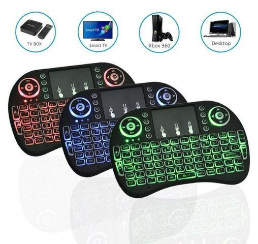 Mini Teclado Wireless Keyboard Luminoso C/ Touchpad Smart tv