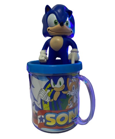 Boneco Sonic Azul Pequeno com Caneca Personalizada