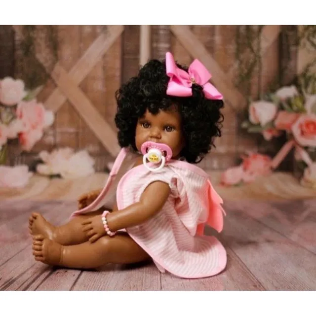 Boneca Bebê Reborn Baby Kiss Morena Cabelo Longo Castanho SID-NYL