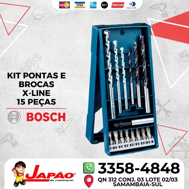 Jogo de Furar e Parafusar X-Line com 15 peças Bosch