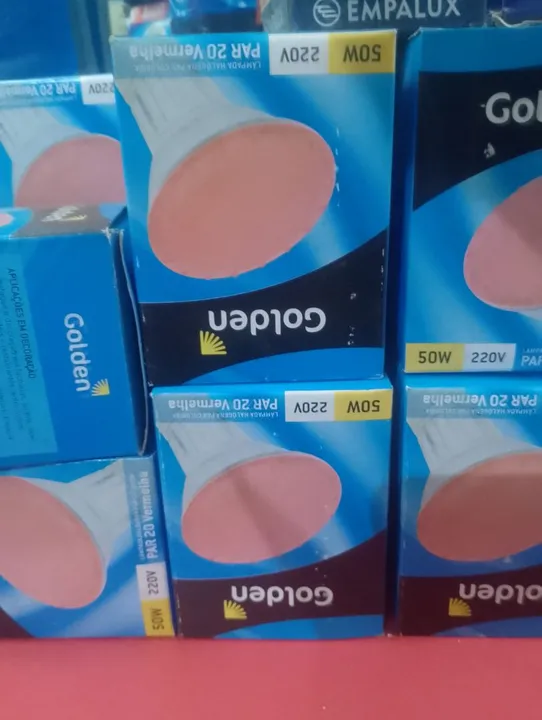 Lâmpadas Halógenas Golden PAR20 Vermelha 50W 220V - Novas