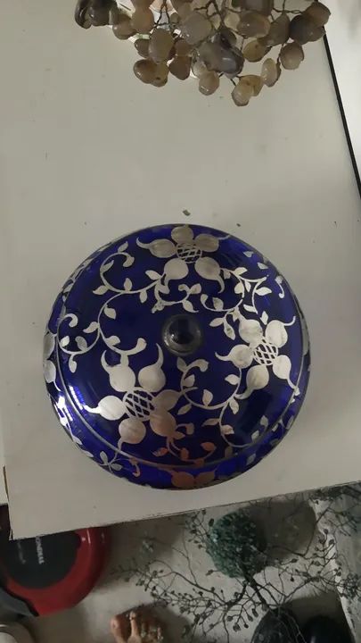 Bomboniery antigo vidro banhado a prata 