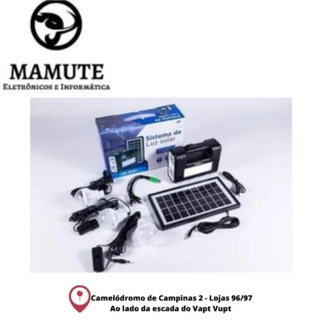 Kit Placa Solar Portátil 3 Lamp. Led Luz Emergência Lk-3101