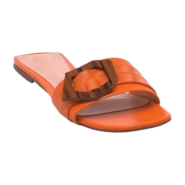Nova Tam 36 - sandália rasteira dumond couro laranja