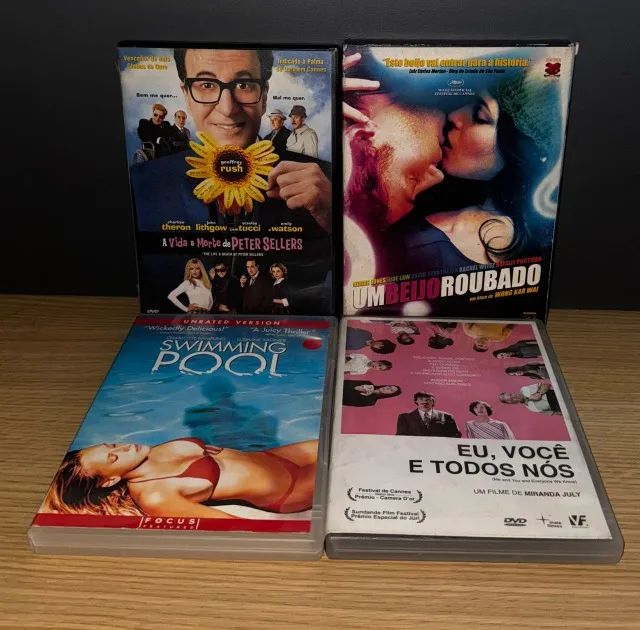 dvd: a vida e morte de peter sellers + swimming pool + um beijo roubado + eu, você e todos