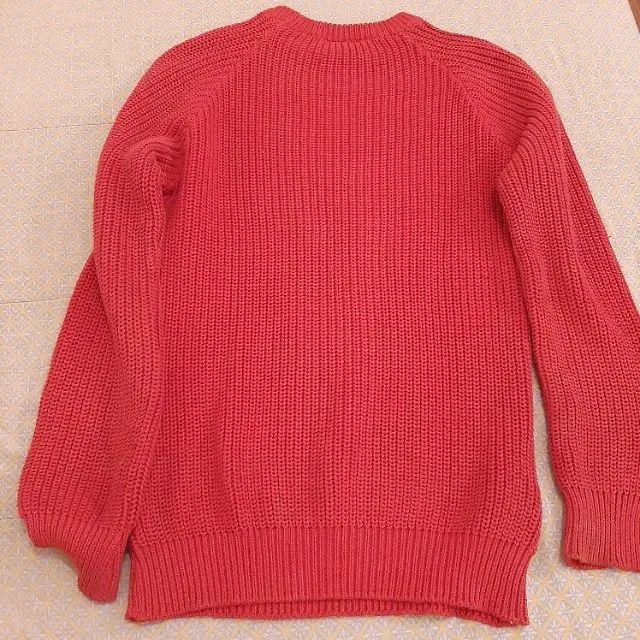 Suéter de tricô de linha, 100% algodão, marca Beneton Italy, vermelho e amarelo, tam. 42. - Foto 3
