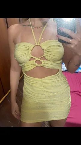 Vestido brilho amarelo TAM G veste M tb
