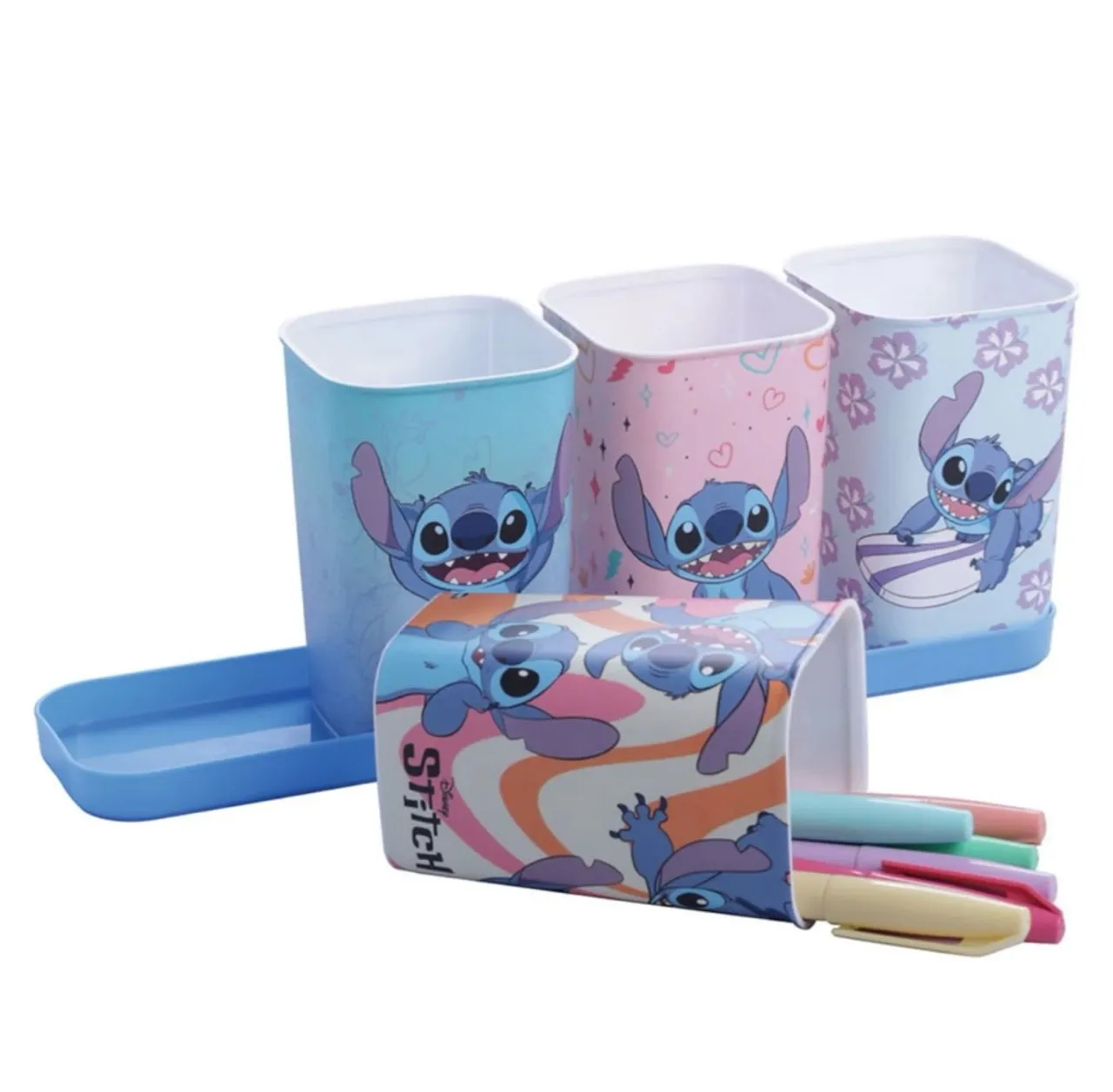 Porta-canetas/lápis organizador Disney Stitch - 4 divisórias