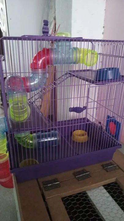 Gaiola para hamster 3 andares com uma adaptação de caixa de madeira  - Foto 2