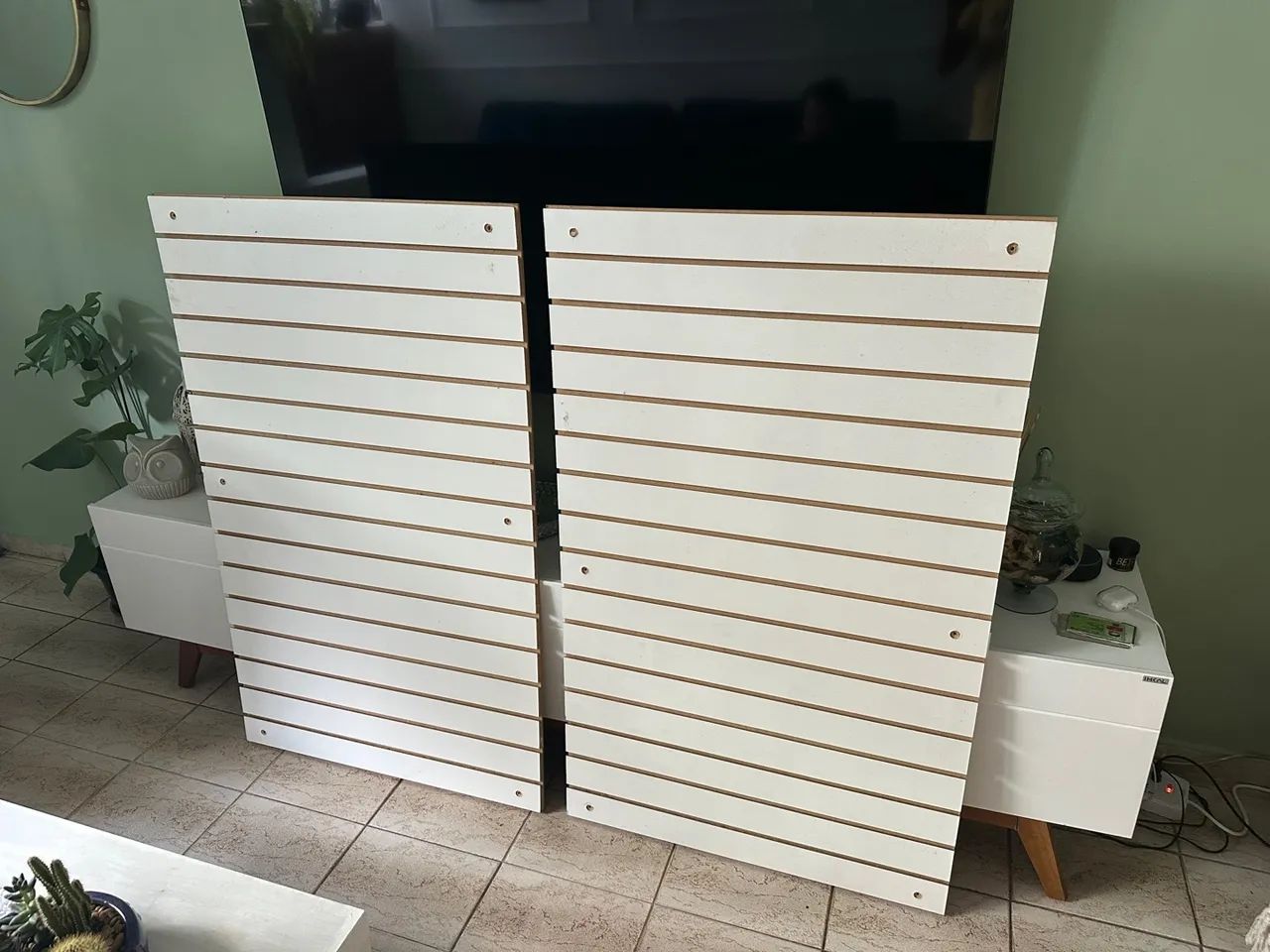 Placa Mdf Canaletado Painel Mdf Loja Branco 122x74 - Foto 4