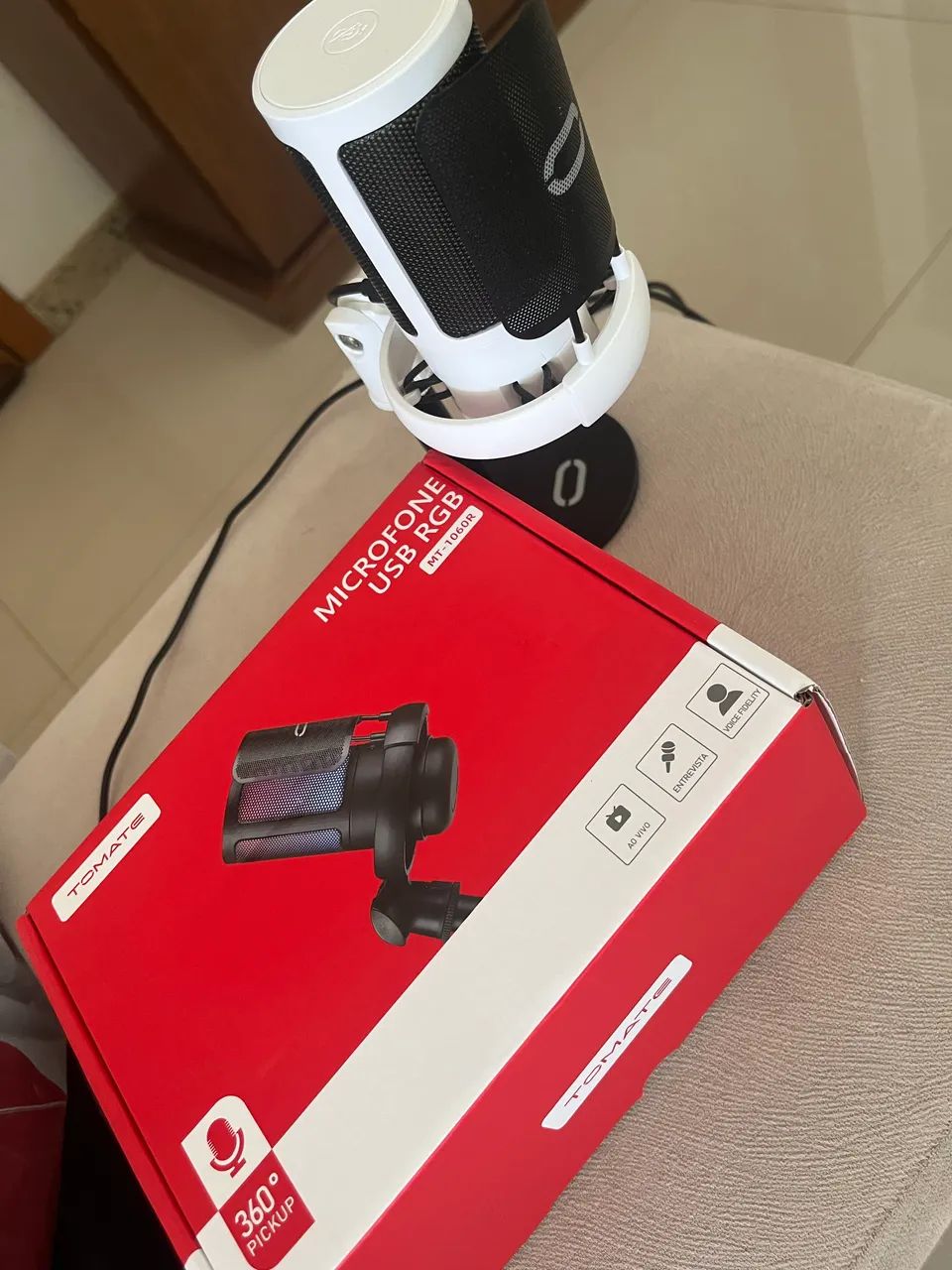 Microfone Gamer RGB Branco - TOMATE  - Foto 5