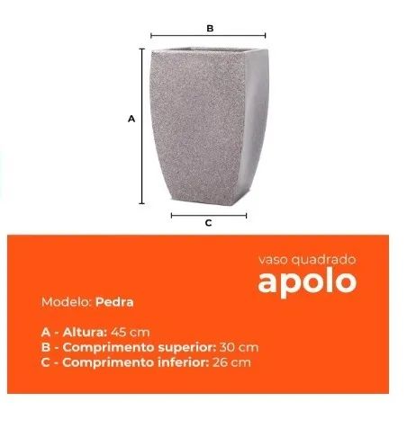 Vaso Quadrado Apolo Pedra 45 Terrano - Foto 3