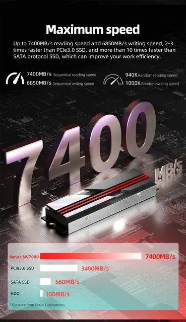 NVME 4.0 7400Mb/s Netac 1TB [Compatível com PS5] - Foto 2