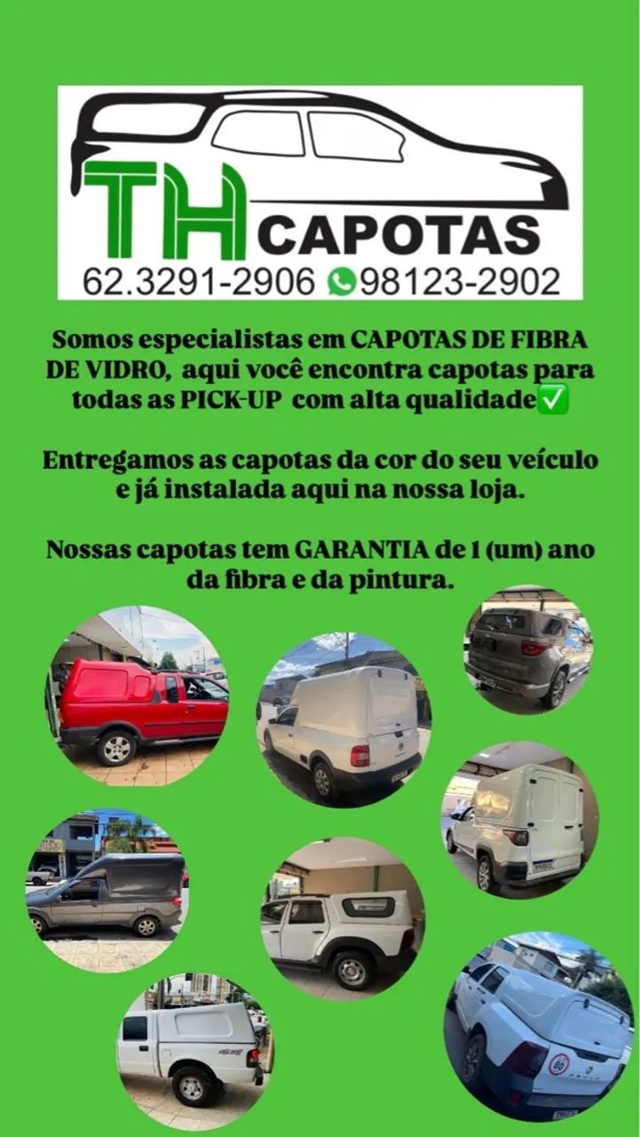 Capotas de Fibra para Pick-Ups - Diversas Cores e Modelos 