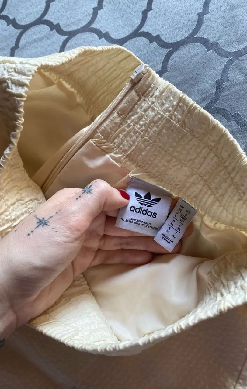 Saia Adidas Popelina Creme Usada  - Foto 5