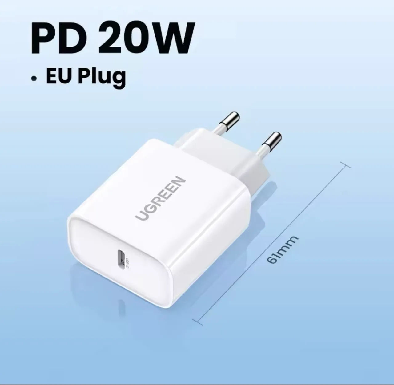 Carregador UGREEN PD 20W - EU Plug completo para iPhone com certificado