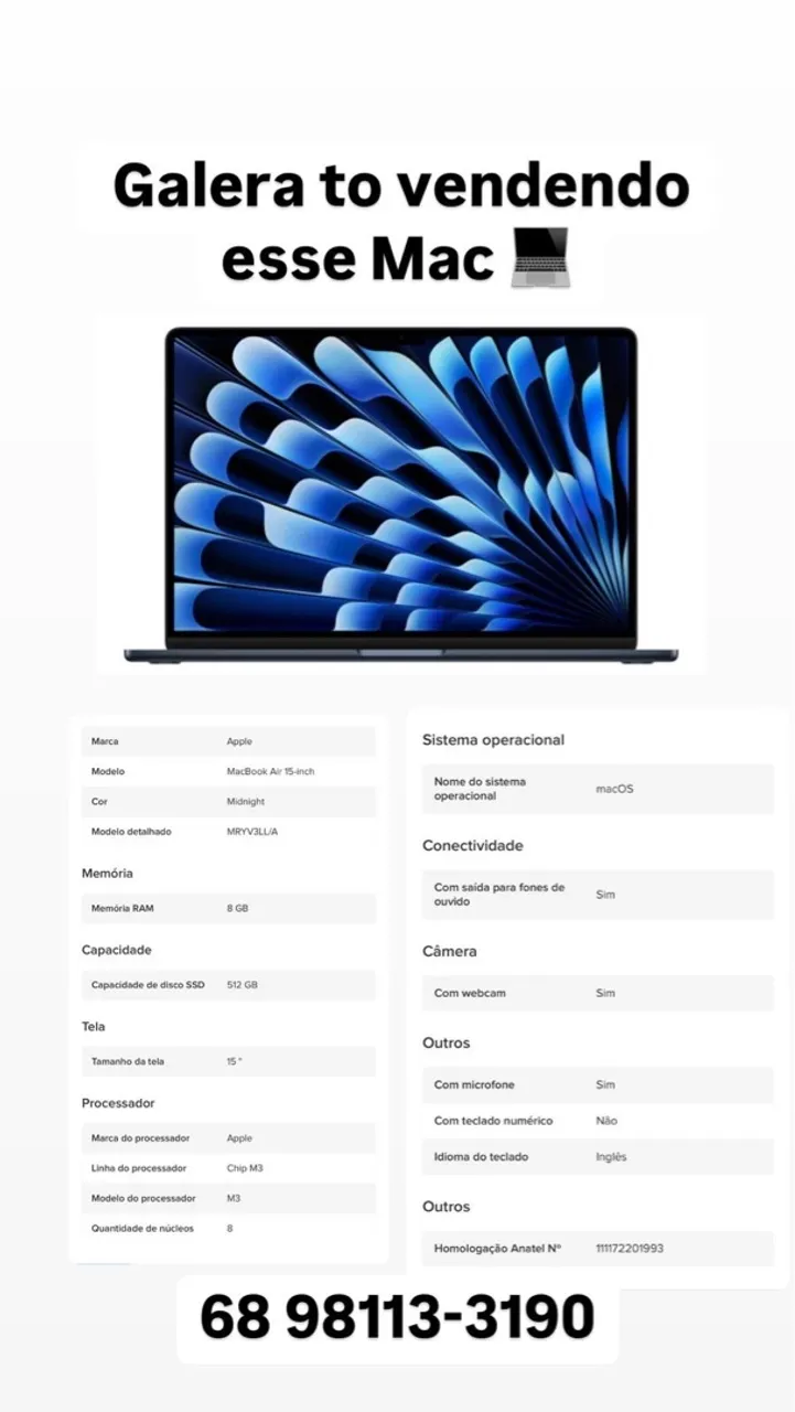 MacBook Air 15-inch M3 Midnight
