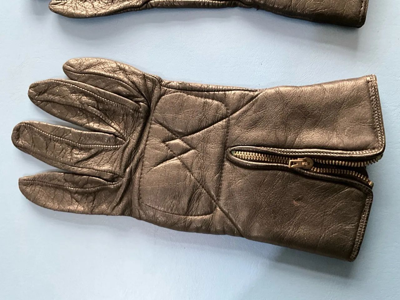 Luvas de couro  com zíper para motoqueira - Foto 5