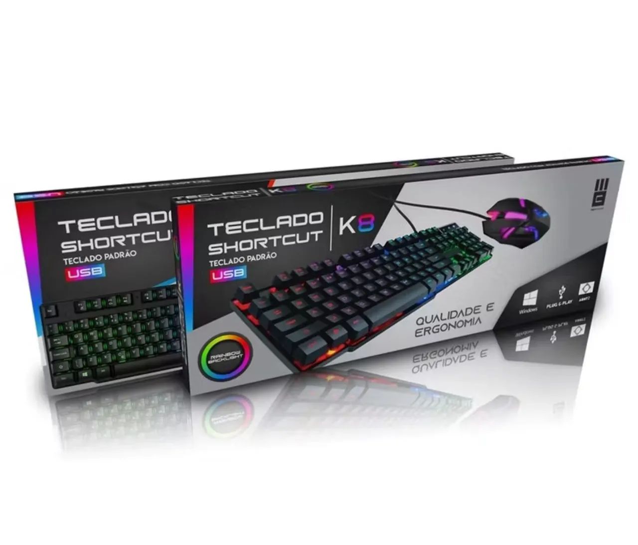 Kit Teclado e Mouse Gamer RGB Led K8 - entrega Grátis 