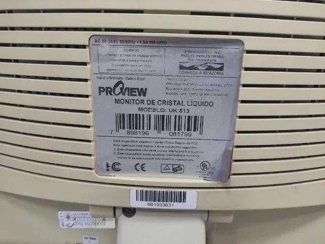 Monitor Cristal Liquido Proview Uk-513 15pol Vga -Funciona(Usado) - Foto 3