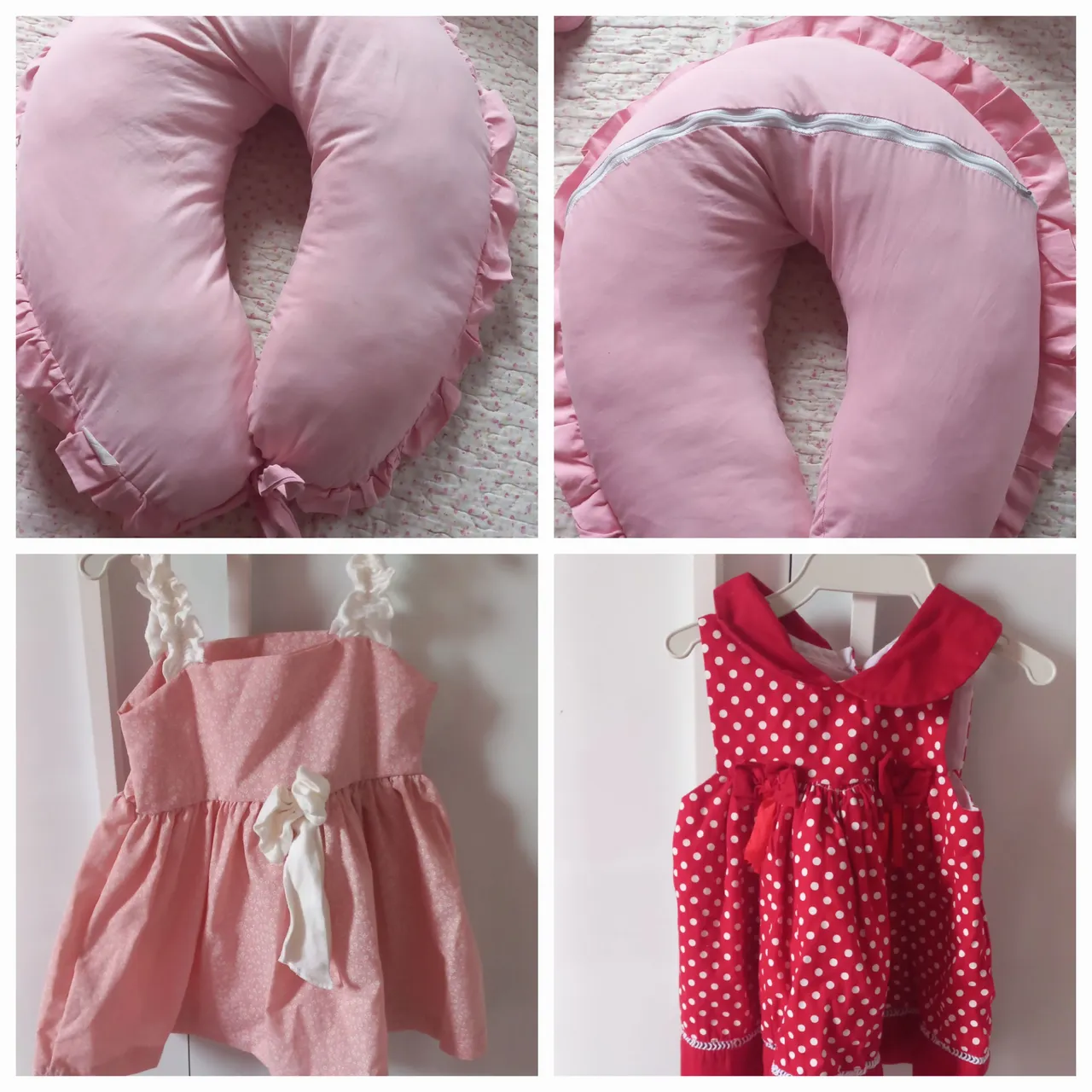 Enxoval de Bebê - Almofada de Amamentação e Vestidos