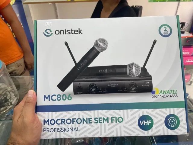 Microfone Sem Fio Duplo Onistek MC806 Profissional VHF - Homologado Anatel