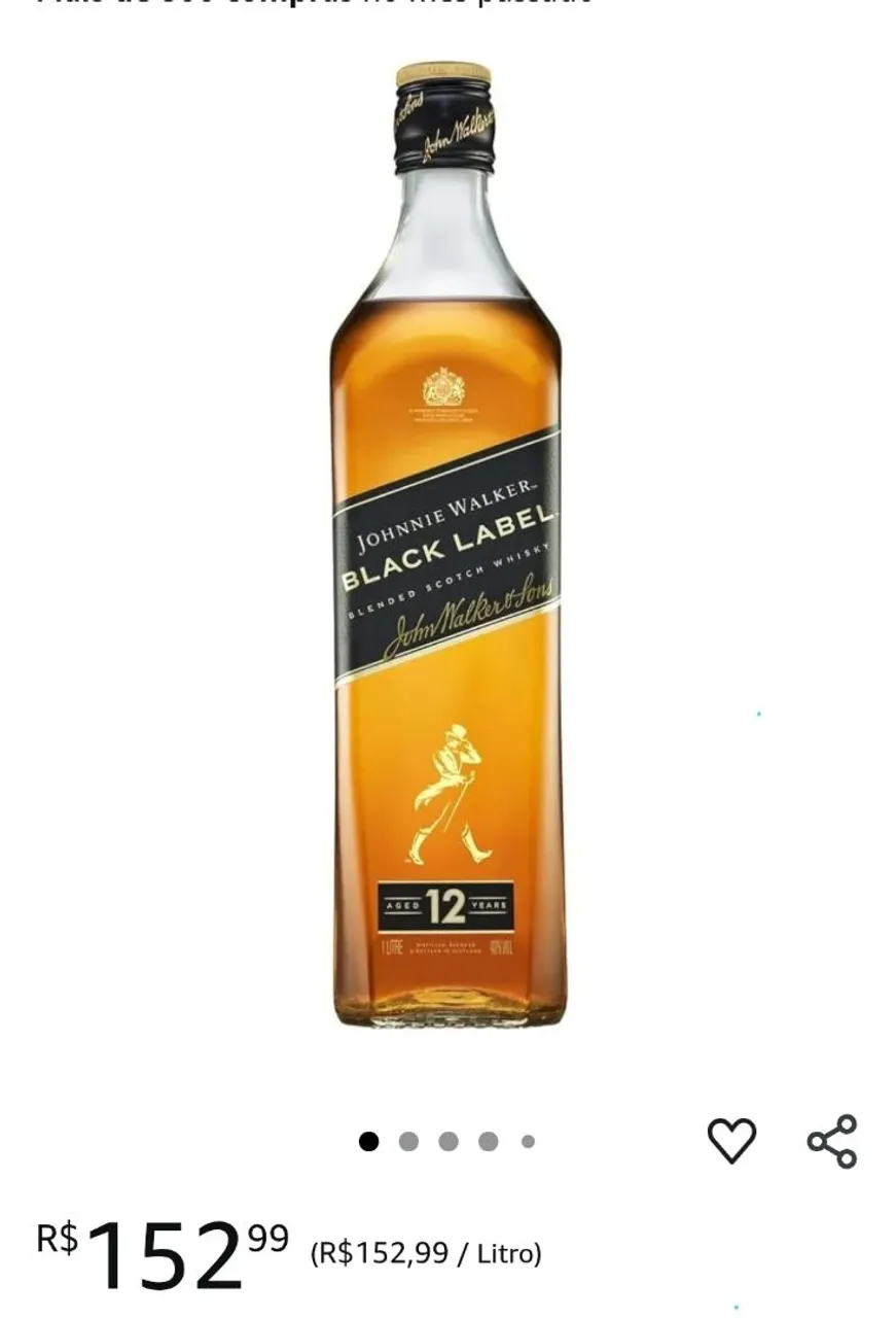 Whisky Johnnie Walker Black Label 12 Anos 1 Litro