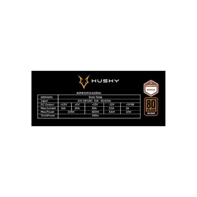 Fonte Husky Sledger 650W, 80 Plus Bronze, Cybenetics Bronze, PFC ativo, Bivolt, 12x 24,44 - Foto 4