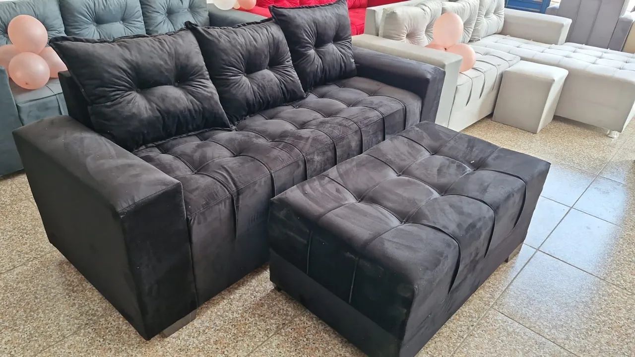 SOFA 3 LUGARES + PUFF EXTRA GRANDE + A PRONTA ENTREGA 