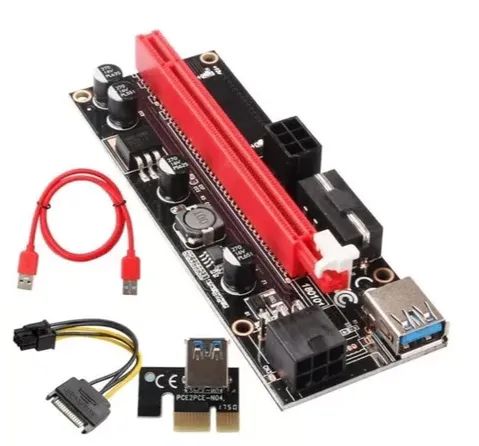 Placa Pci-e Express Riser Ver009s Usb 3.0 Extensor Ethereum Cor Vermelho - Foto 3