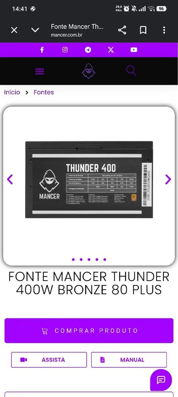 Fonte mancer 400w 80 plus bronze  - Foto 3
