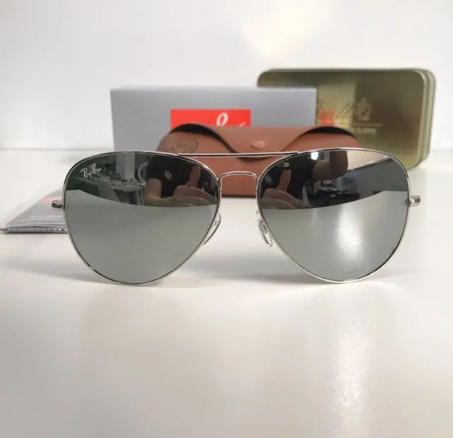 óculos de sol ray ban aviador prata - Foto 2