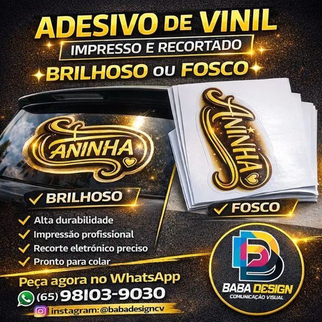 ADESIVO DE VINIL IMPRESSO E RECORTADO - Brilhoso ou Fosco - você escolhe!