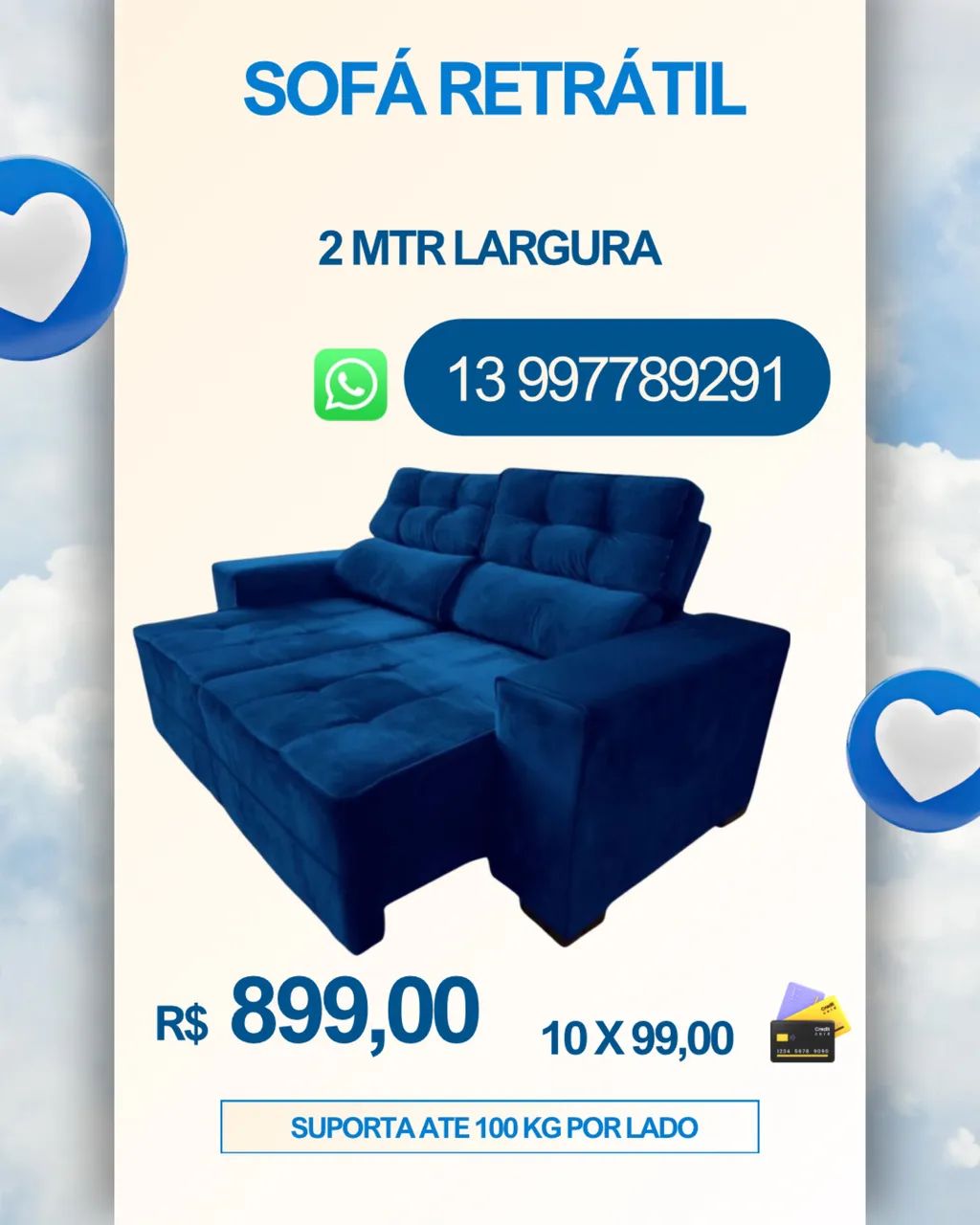 Sofá retrátil 2 mtr A pronta entrega 