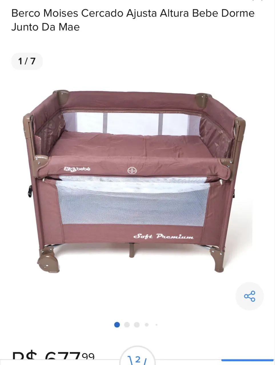Berço acoplado bebê chiqueirinho co-sleeper cama - Foto 2