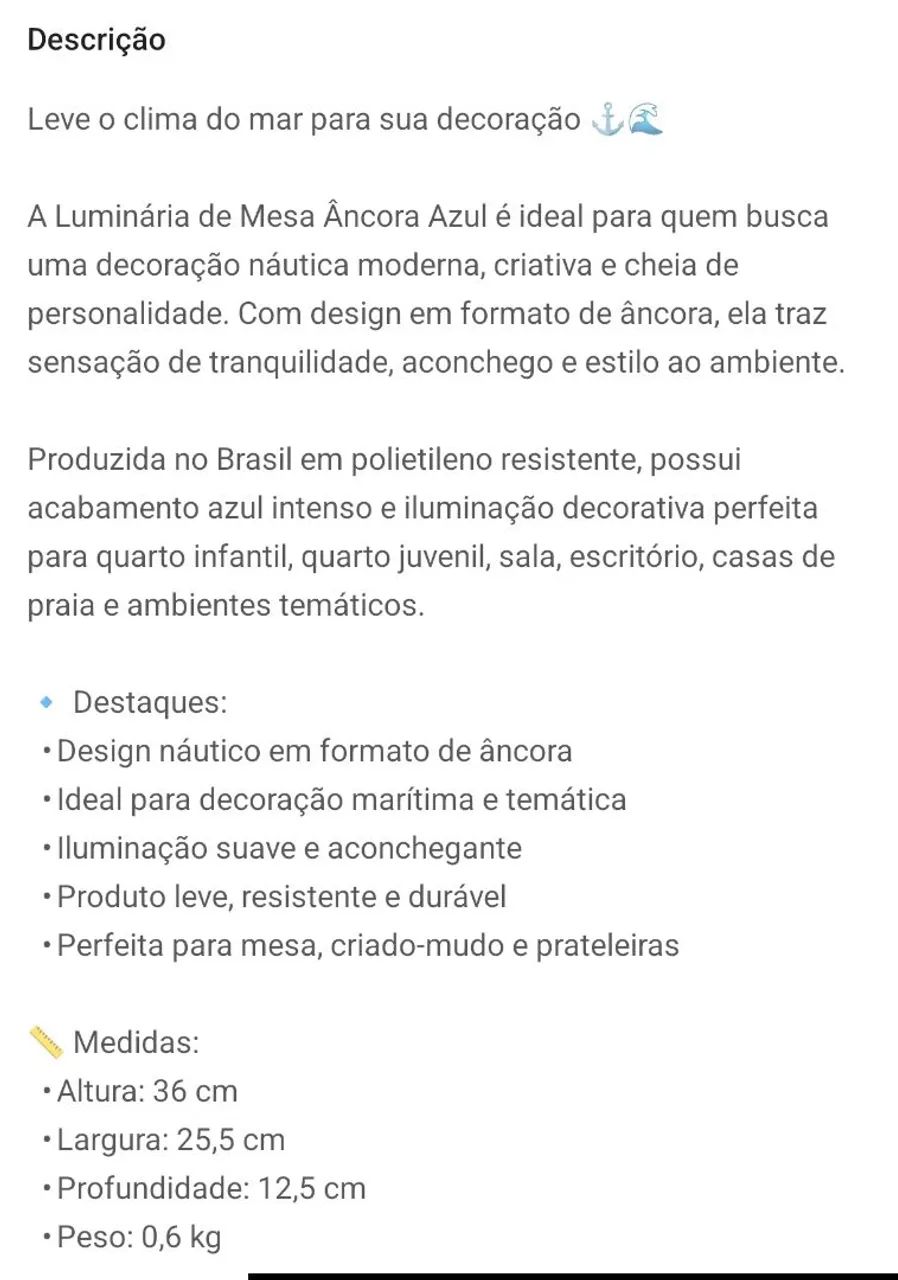 Luminária Abajur âncora - Foto 5
