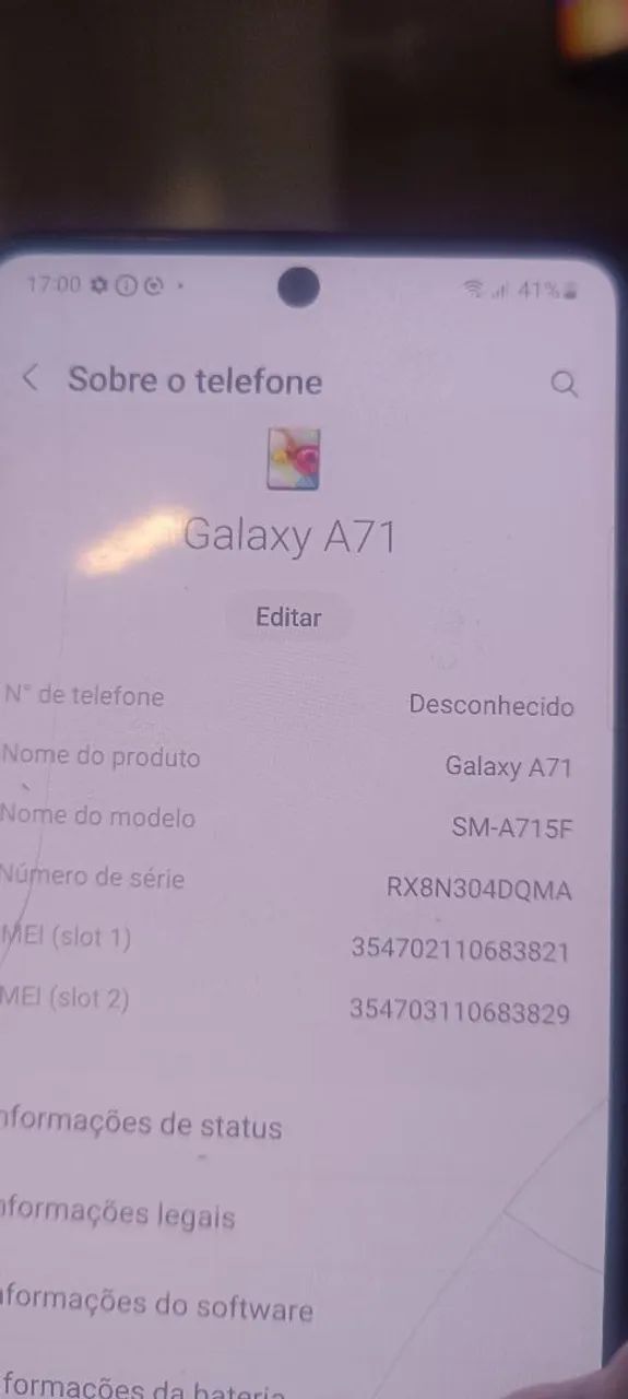 Celular Samsung Galaxy A71 SM-A715F - Funcionando Perfeitamente