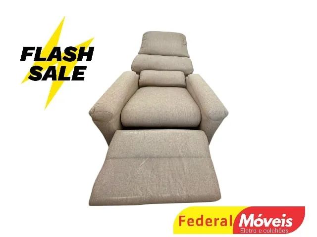 Poltrona linha cinza e bege suporta até 110kg SUPER OFERTA