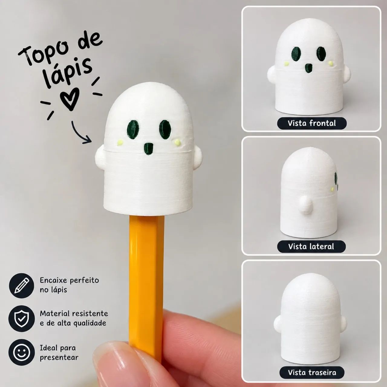 Fantasminha topo de lápis e canetas 